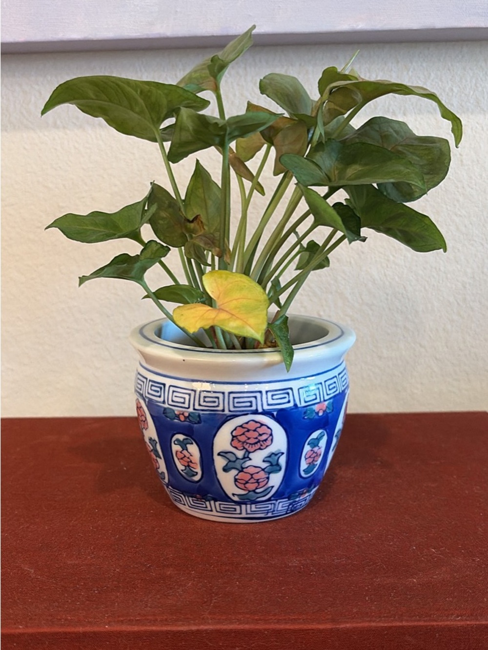Vintage Painted Mini Fishbowl Planter Flower Pot Chinoiserie Catchetpot Asian